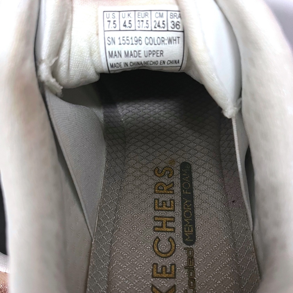 Skechers Womens Uno Stand on Air White Rose Gold Sneaker 7.5 Fashion Sporty - Picture 5 of 5